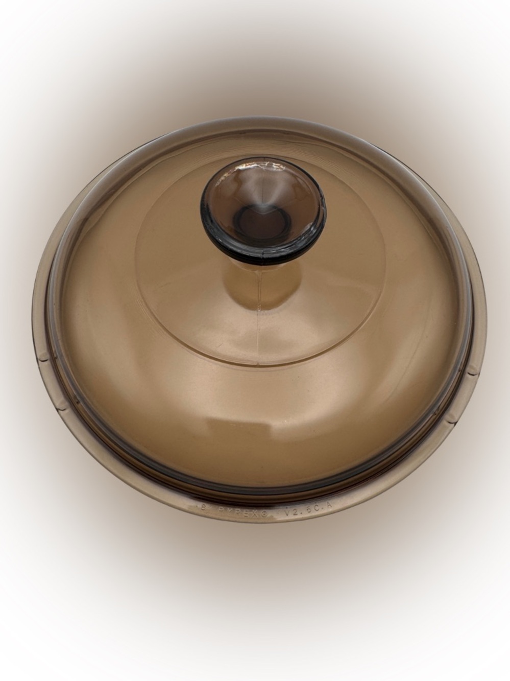Pyrex Visions V2.5C Amber Brown Glass Pot Lid Only Replacement (Small Chip)